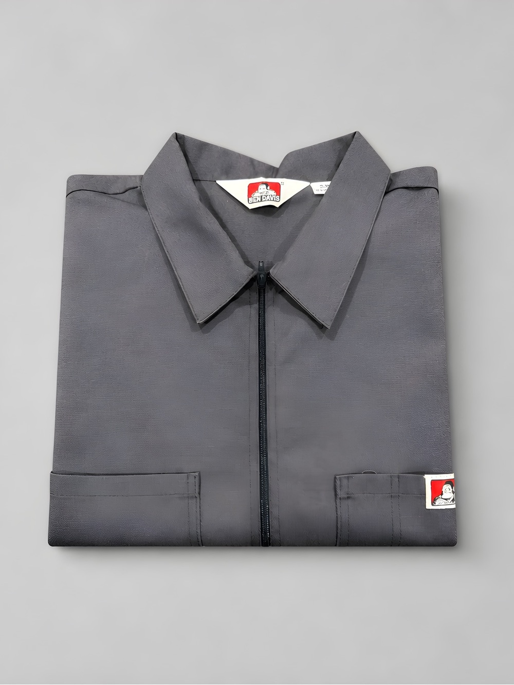 Ben Davis Short-Sleeve Zip Front Shirt Jacket in Gray